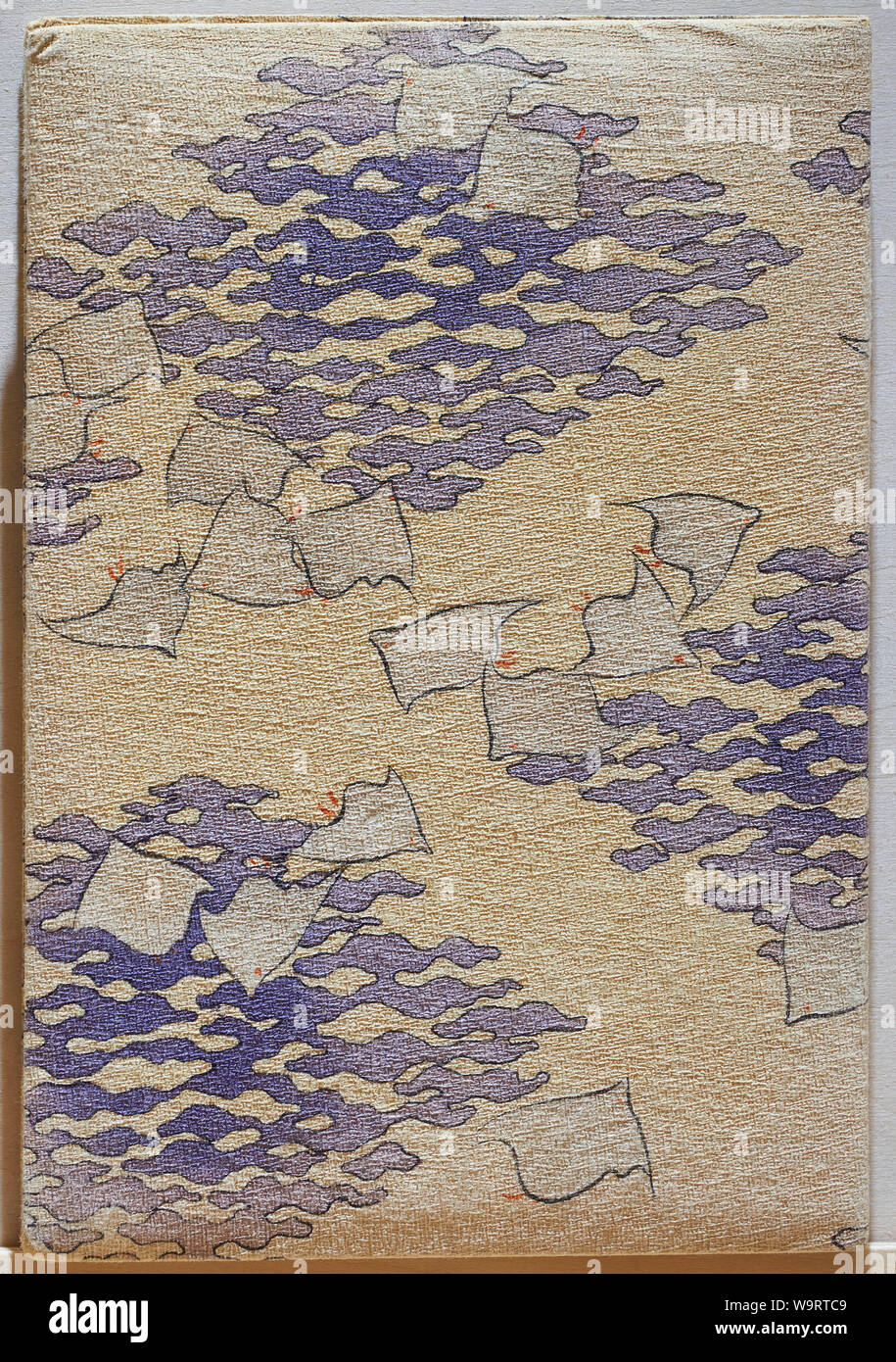 Woodblock giapponese spada stampato & Blossom poesie libro pubblicato da Hasegawa nei primi anni del Novecento (xx secolo). Foto Stock