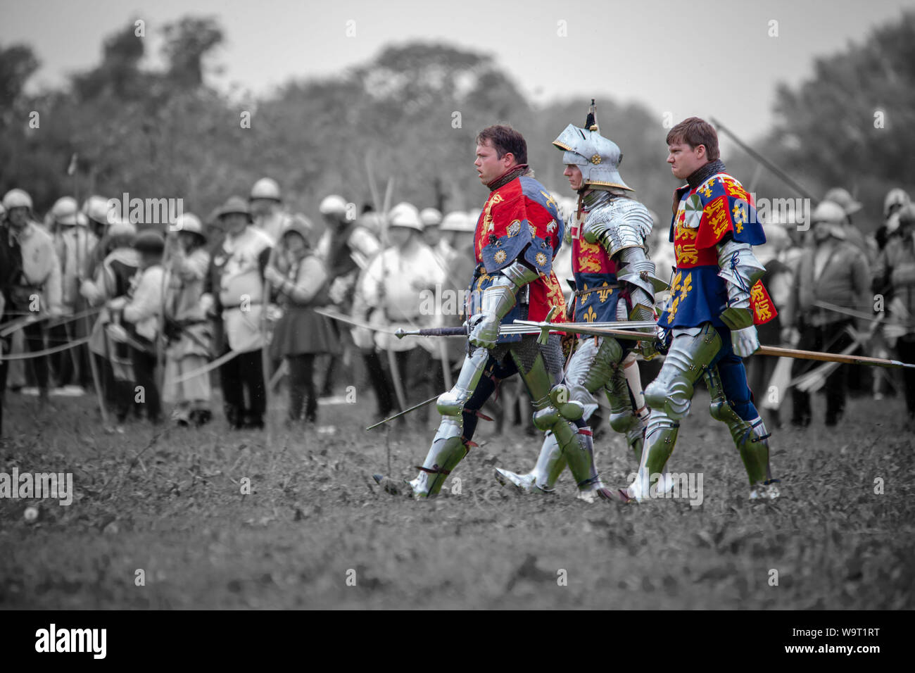 Il re le marche a parley - Tewkesbury Festival Medievale 2019 Foto Stock