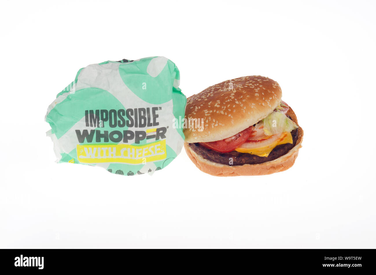 Burger King Whopper impossibile con il formaggio e del legatore Foto Stock