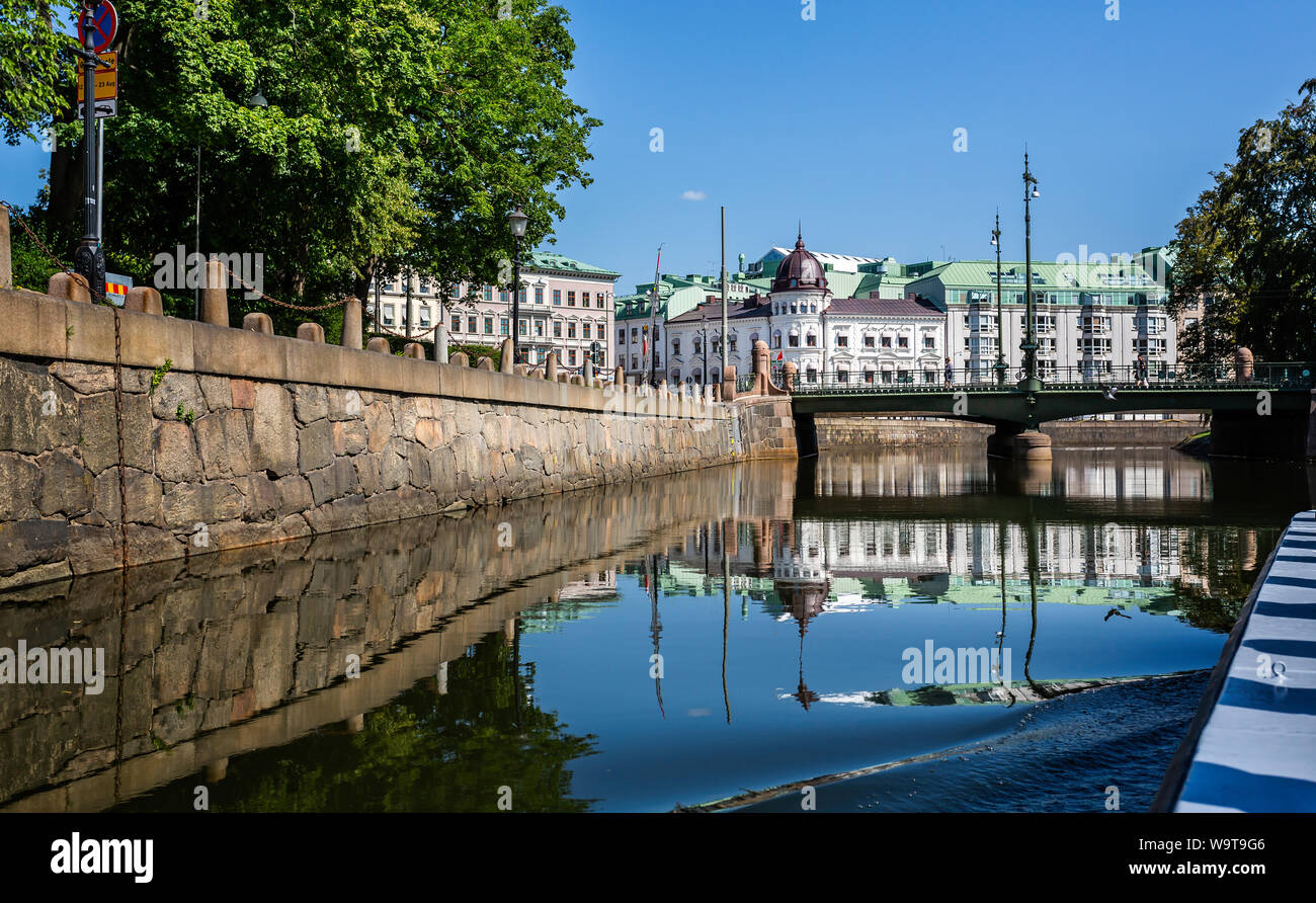 Vista del centro di Göteborg dal canal a Gothenburg, in Svezia il 26 Luglio 2019 Foto Stock