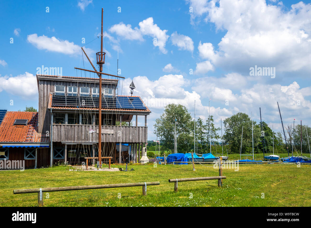 Il lago di Altmuehl a Gunzenhausen, Baviera, Germania Foto Stock