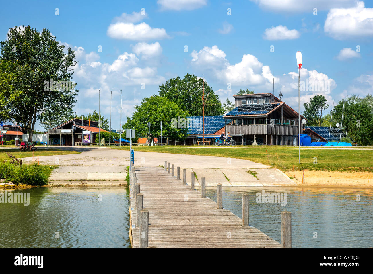 Il lago di Altmuehl a Gunzenhausen, Baviera, Germania Foto Stock