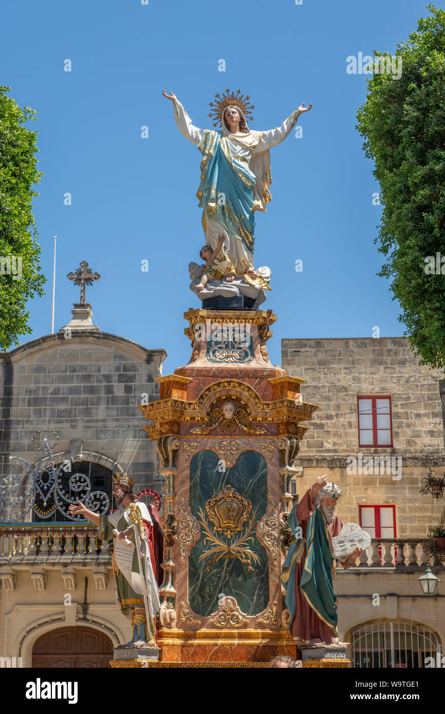 Santa Marija Festa statua, Victoria, Gozo Foto Stock