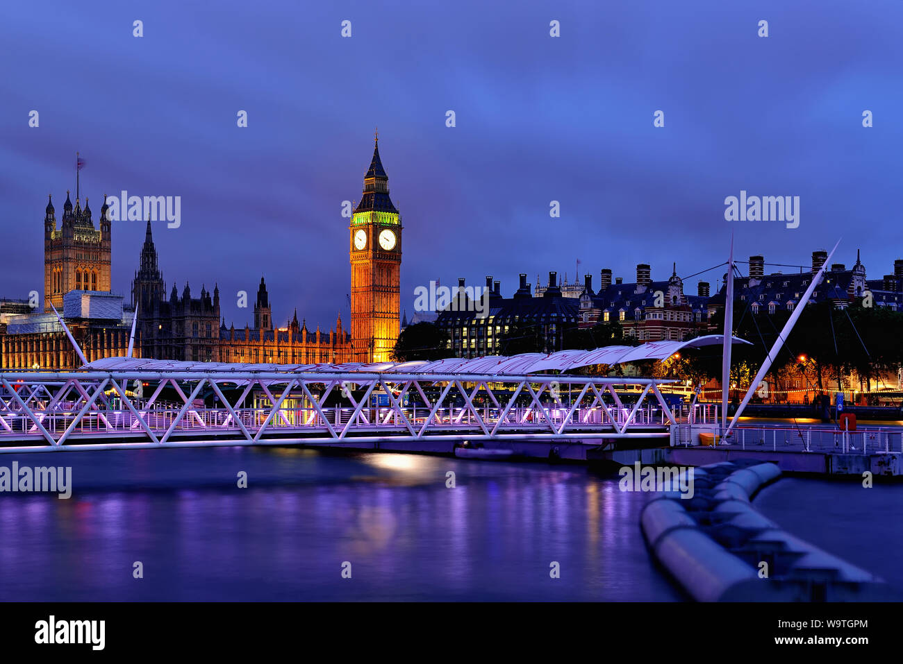 Big Ben al crepuscolo, London, England, Regno Unito Foto Stock