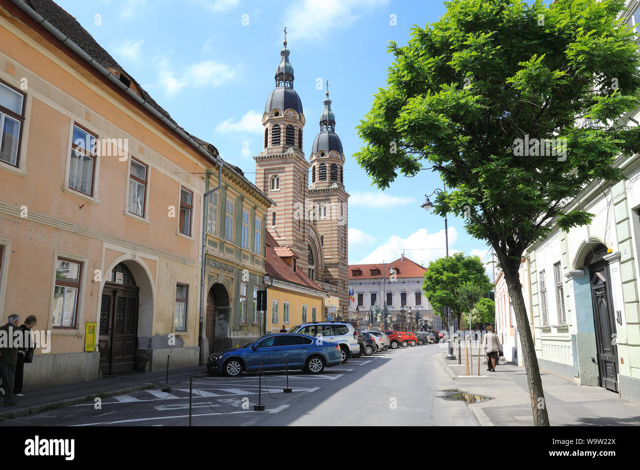 Santa Trinità Cattedrale, sede della Chiesa Ortodossa Rumena Arcivescovo e Metropolita della Transilvania, in Sibiu, Romania Foto Stock