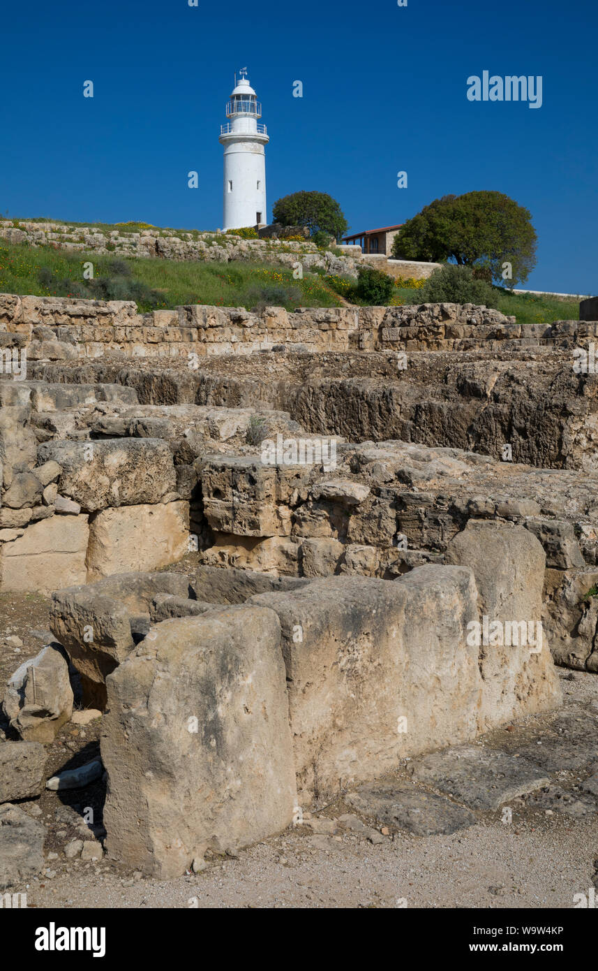 Paphos sito archeologico e del faro, Kato Pafos, Cipro. 2 Aprile 2019 Foto Stock
