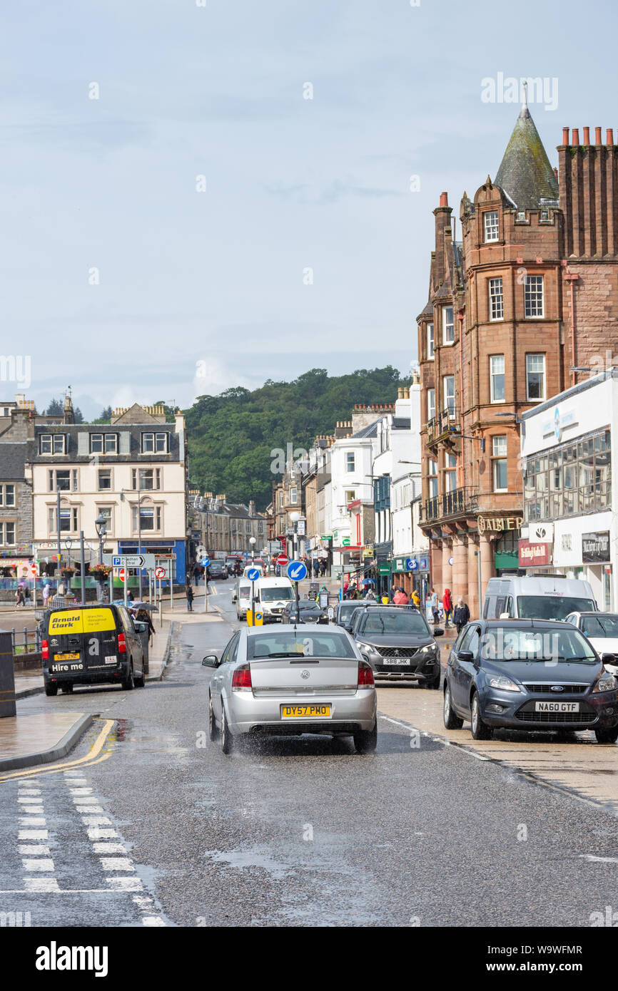 Scene di strada di Oban, Argyll and Bute, Scozia durante il mese di agosto 2019 Foto Stock