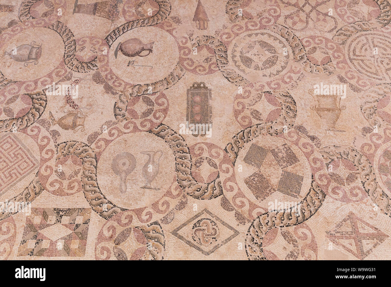 Mosaici della casa di Dioniso, Paphos il Parco Archeologico di Kato Pafos, Cipro Foto Stock