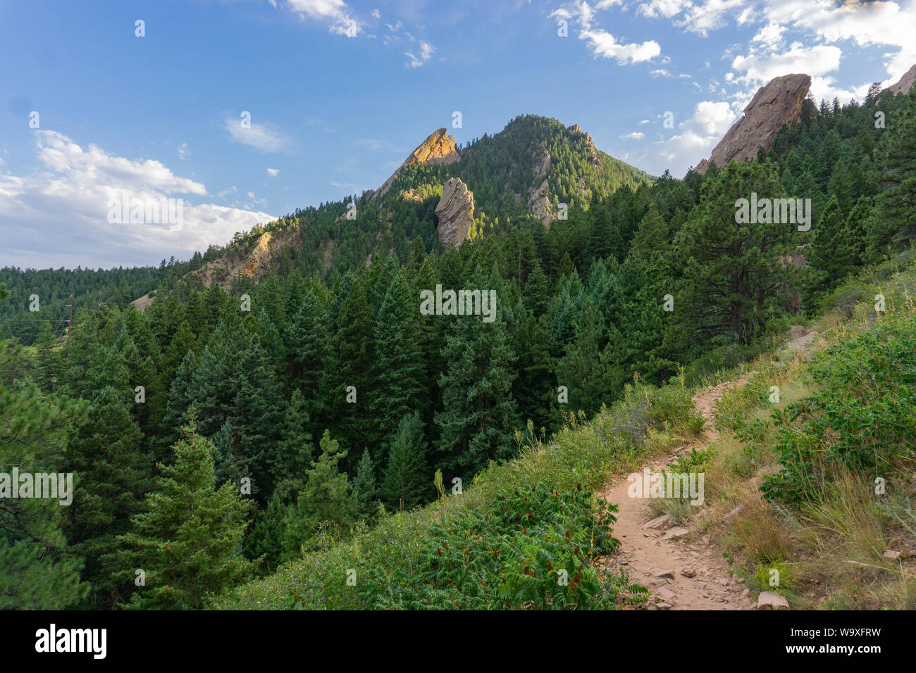 Percorso escursionistico di montagna nel flatirons in Boulder Colorado Foto Stock