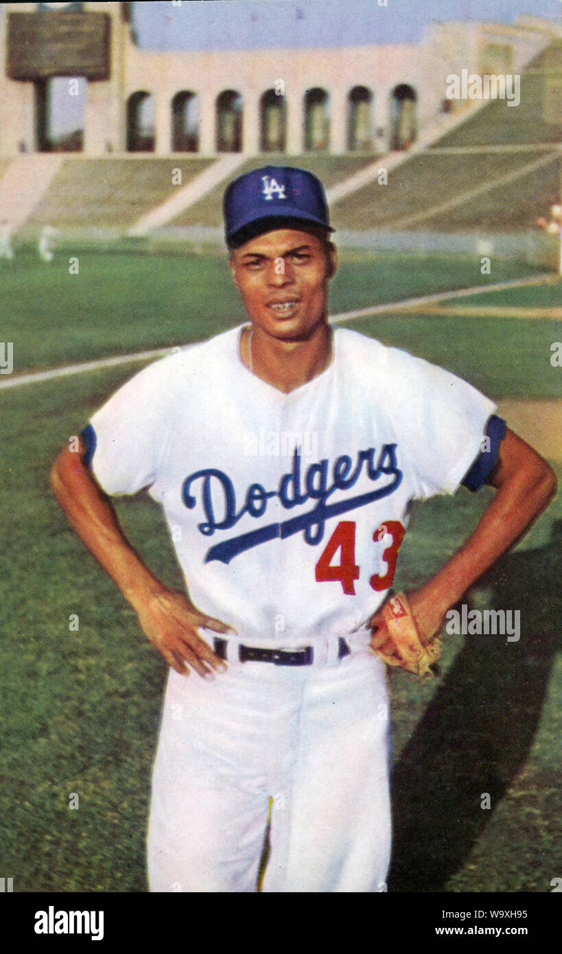 Charley Neal in Vintage Los Angeles Dodgers cartolina ricordo foto al Memorial Coliseum di Los Angeles, CA circa 1959 Foto Stock