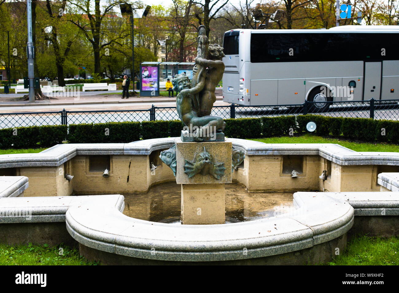 Una fontana a secco in Mount Musum Park, Tallinn, Estonia Foto Stock