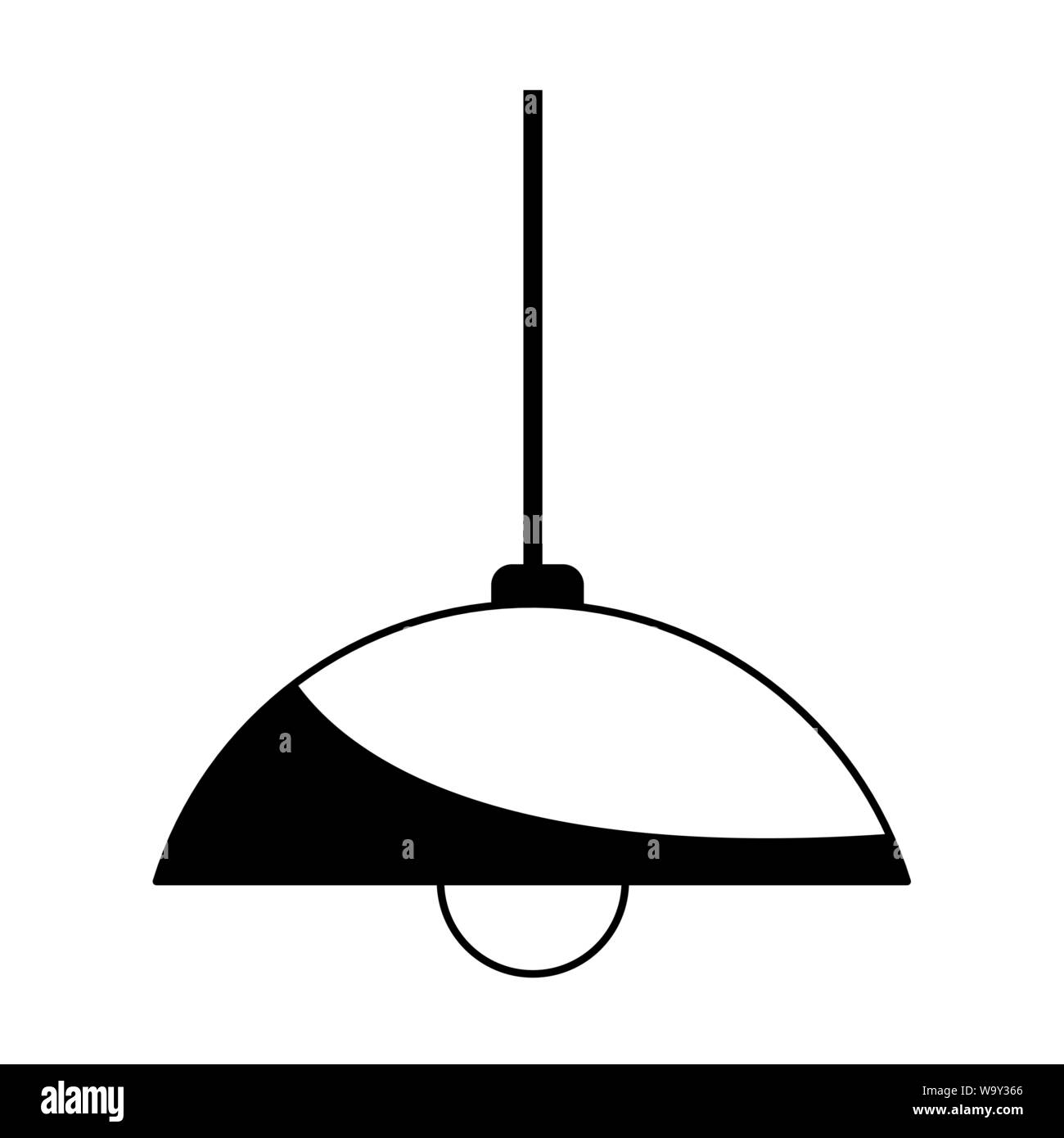 Tetto pensile lampada luce cartoon in bianco e nero Illustrazione Vettoriale