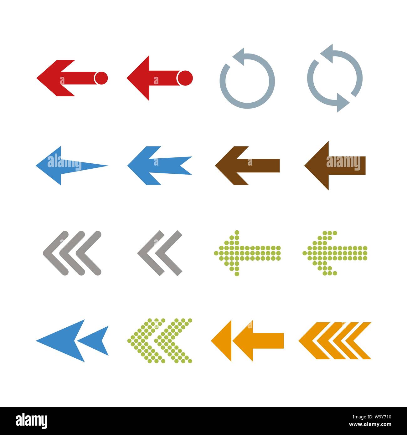 Illustrazione Vettoriale, design piatto. Icona a forma di freccia impostato Illustrazione Vettoriale