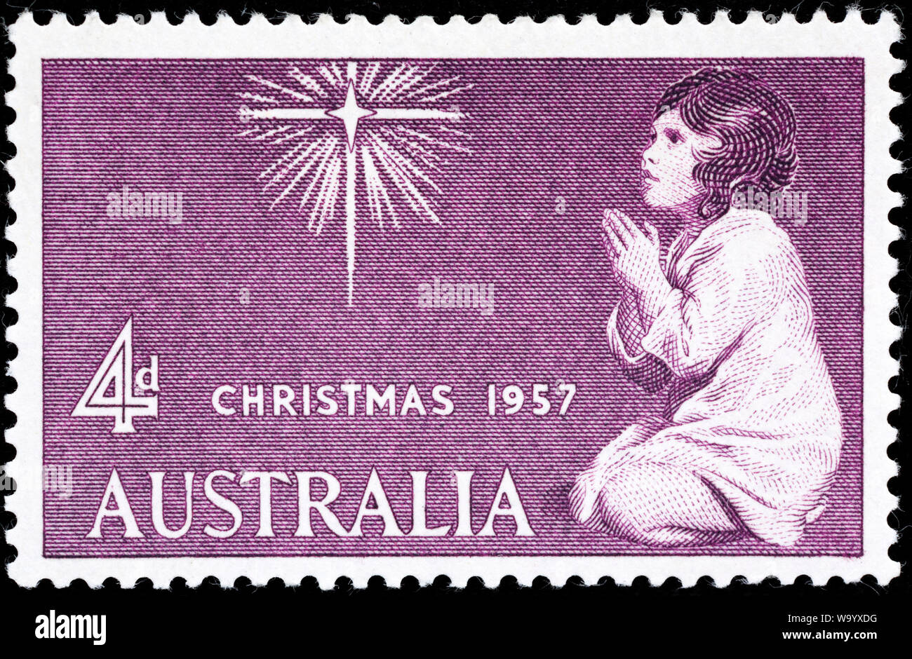 Bambino preghiera, Natale, francobollo, Australia, 1957 Foto Stock