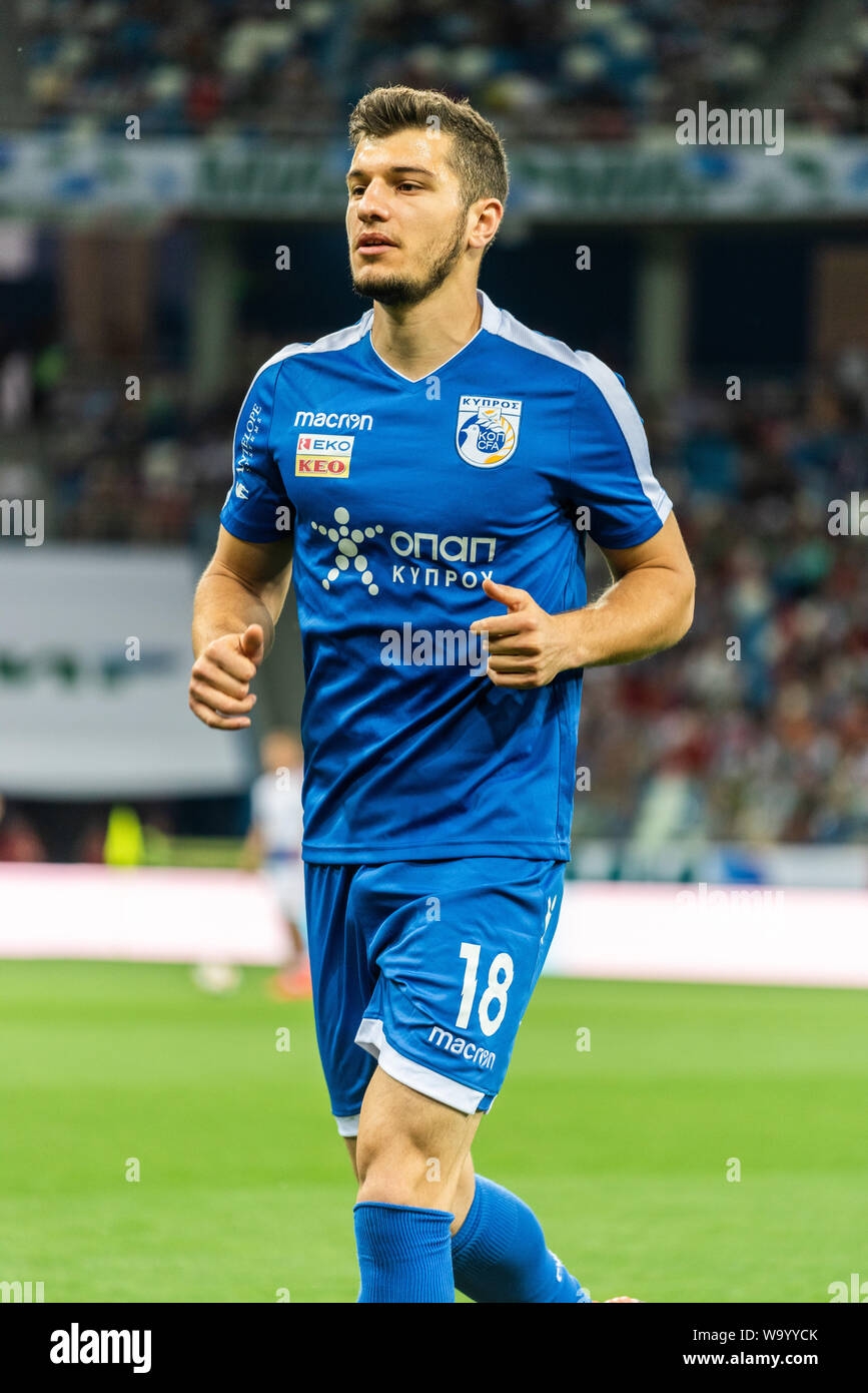 Nizhny Novgorod, Russia - 11 giugno 2019. Cipro team nazionale centrocampista Kostakis Artymatas durante UEFA EURO 2020 qualification match Russia vs Cipro Foto Stock
