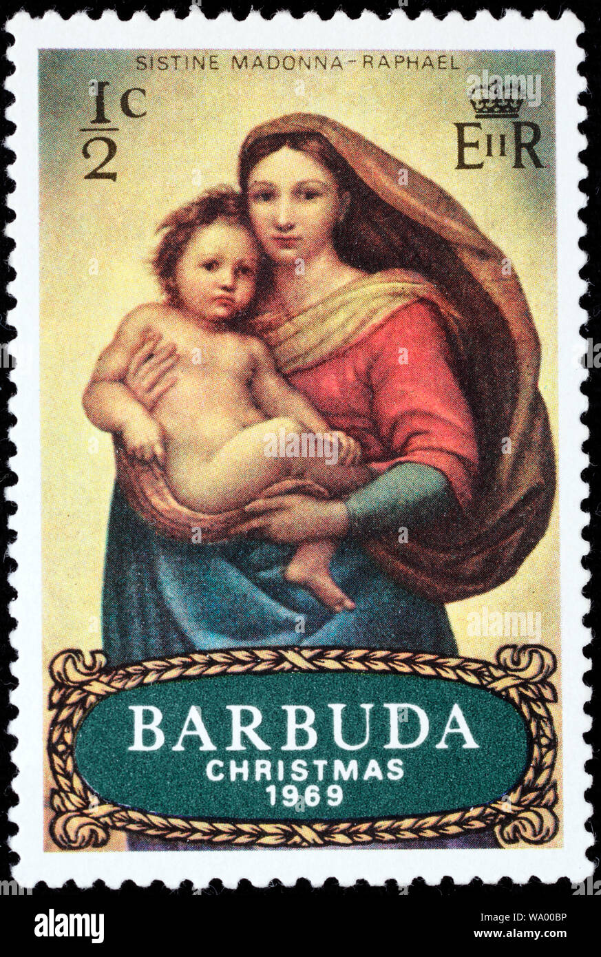 Madonna sistina, Natale 1969, francobolli, Barbuda, 1969 Foto Stock