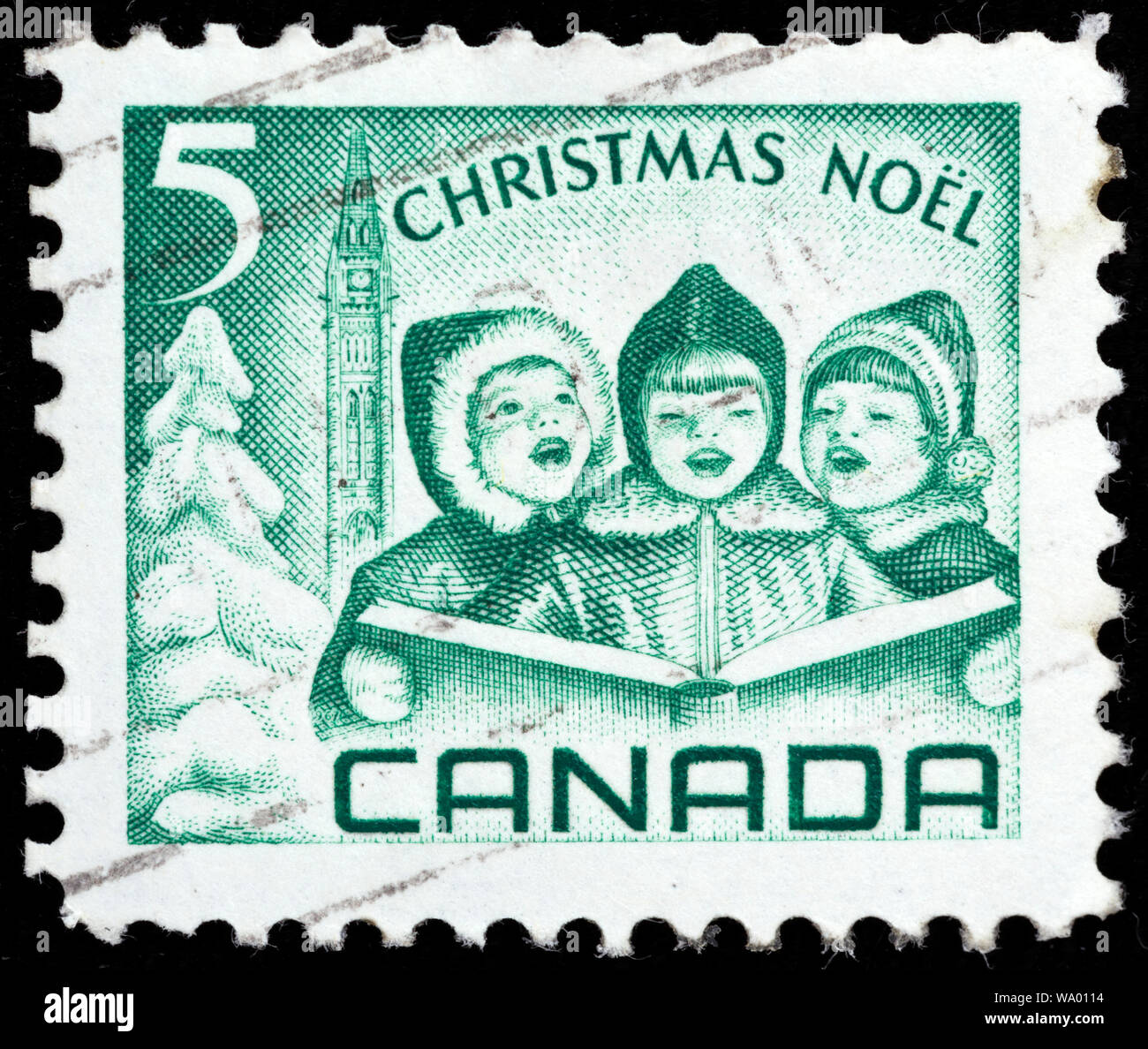 Natale, bambini, francobollo, Canada, 1966 Foto Stock