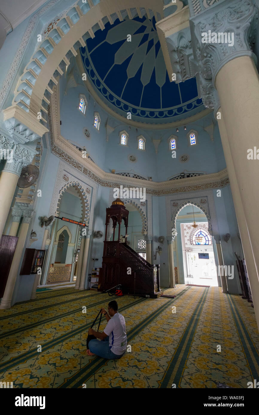 Interno della moschea Zahir in Alor Setar, Kedah, Malaysia. Foto Stock