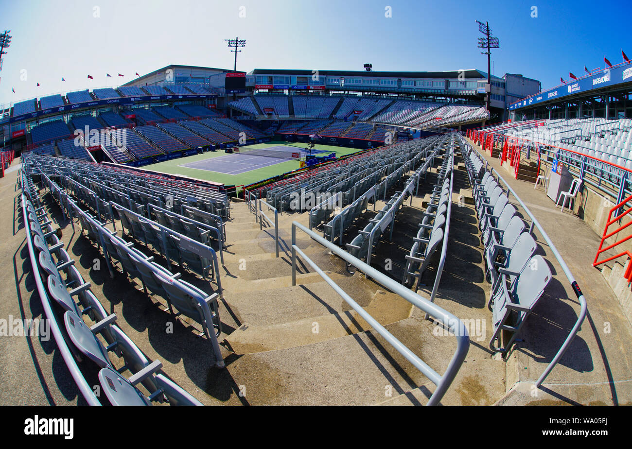 Montréal, Québec, Canada,Agosto 4,2019.un vuoto di IGA tennis stadium.Montréal, Québec, Canada.Credit:Mario Beauregard/Alamy News Foto Stock