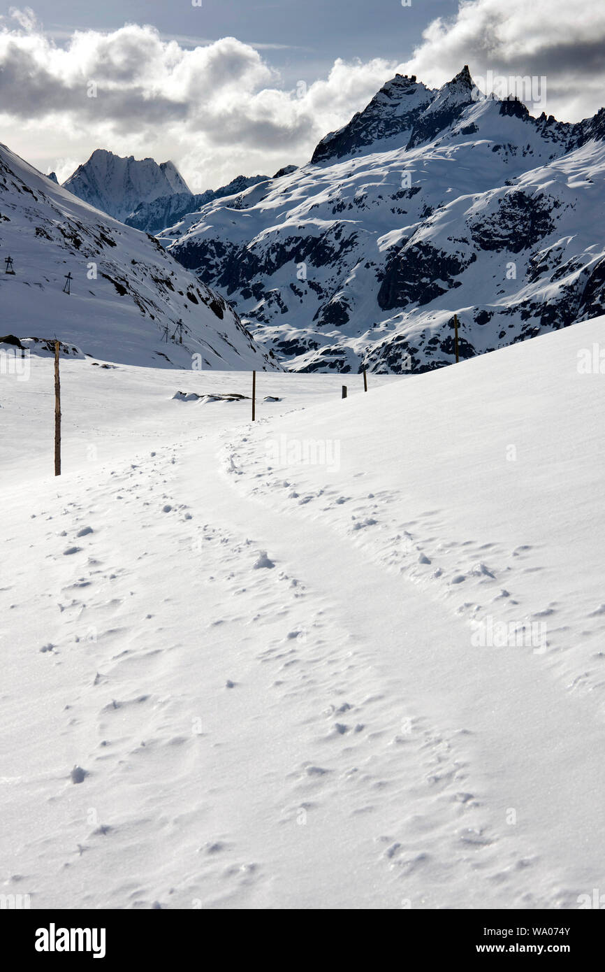 Winterwanderung, Alpen, Berge, inverno, Grimselpass, 30056387.Caption locale *** Foto Stock