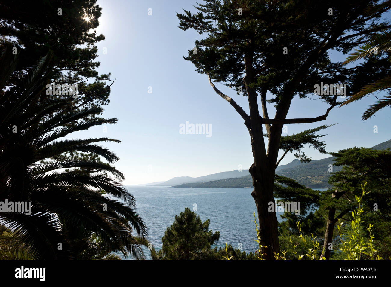 Mittelmeer Westkueste Golf von Propriano. Wanderung Mare a Mare Sud 5. Etappe. Ste-Lucie-de-Tallano - Fozzano - Propriano. Korsika, Frankreich, 30057 Foto Stock