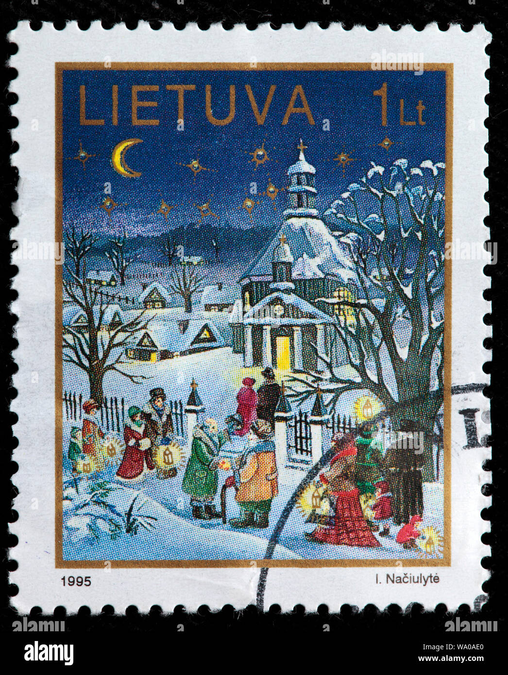 Natale, francobollo, Lituania, 1995 Foto Stock