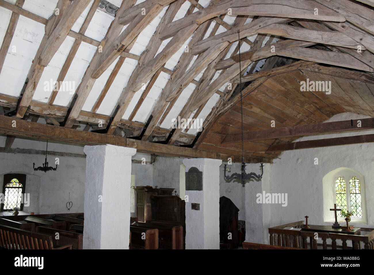 St Rhychwyn la Chiesa, Llanrhychwyn, nr Trefriw, Conwy Valley, Galles Foto Stock