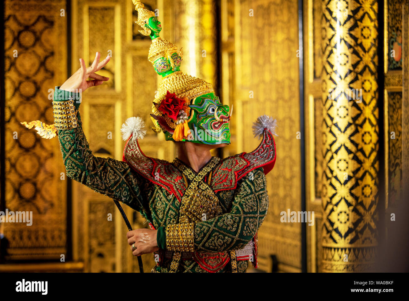 Khon Thailandia Tos-Sa-Kun maschera di caratteri della storia di Ramayana Foto Stock