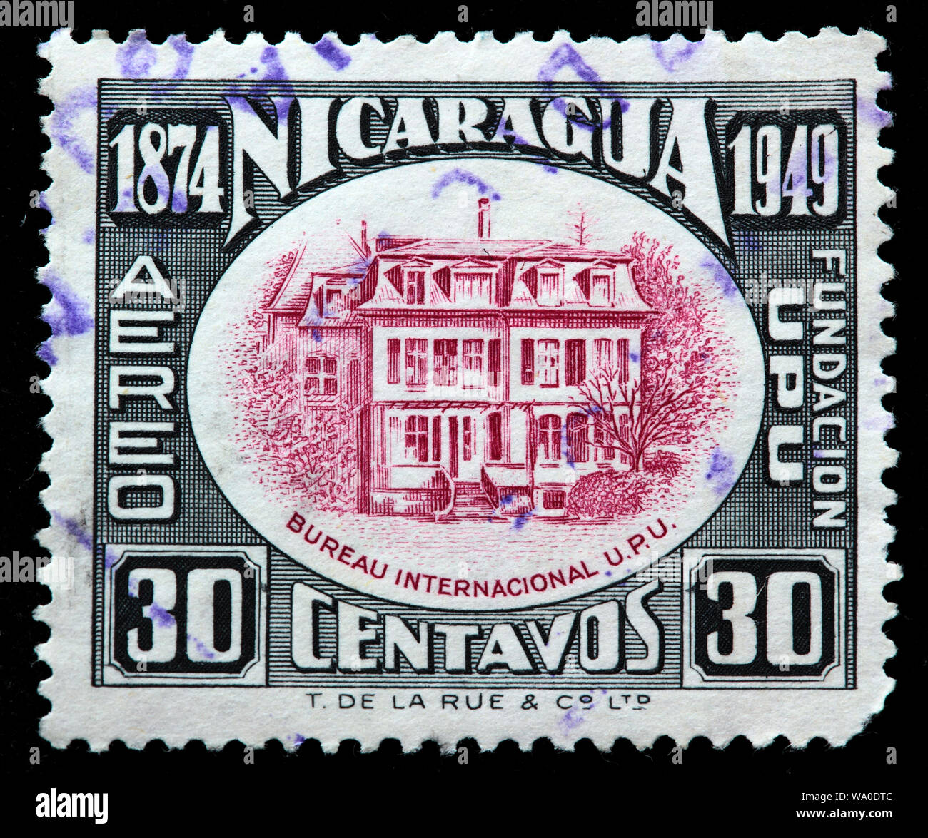 Municipio Berna, Unione Postale Universale, francobollo, Nicaragua, 1950 Foto Stock