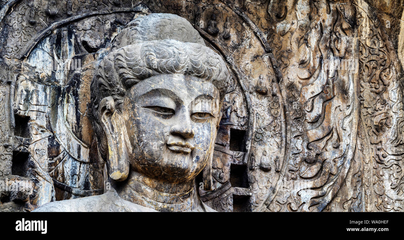 L Henan le Grotte di Longmen Foto Stock