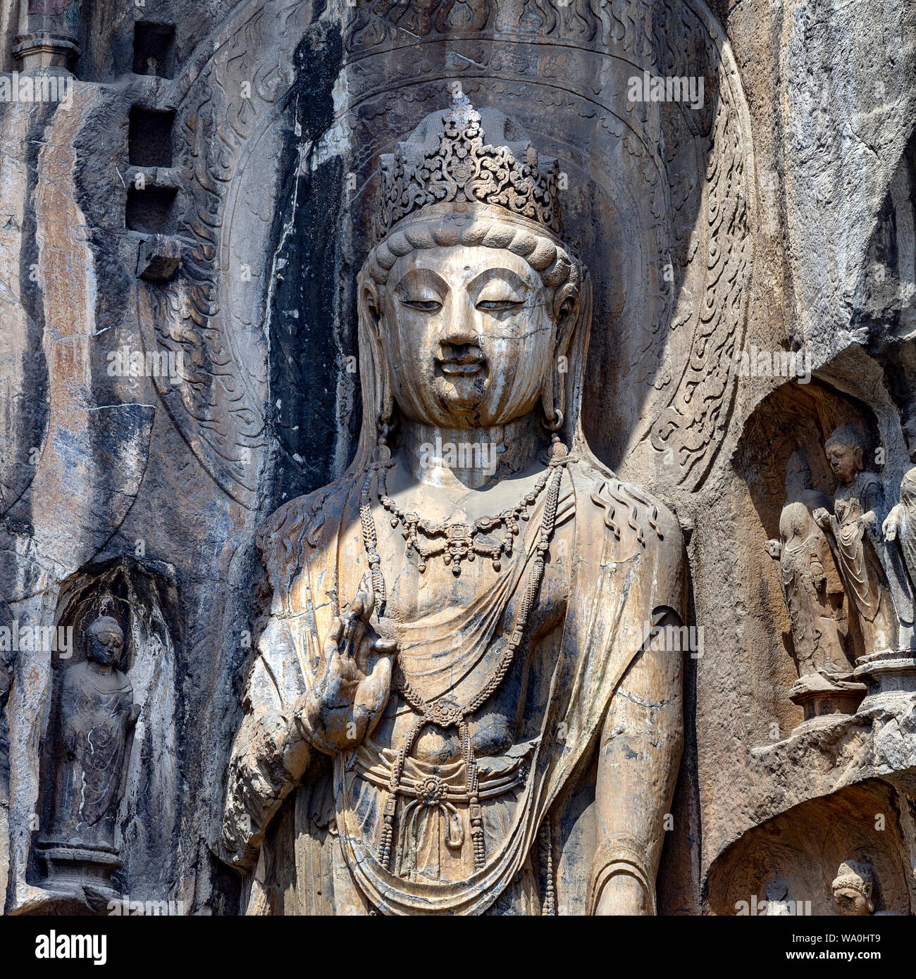 L Henan le Grotte di Longmen Foto Stock