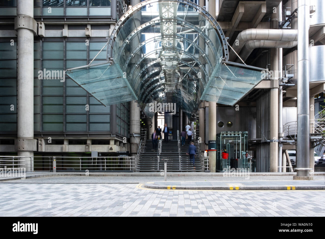 Lloyds of London, suggestiva architettura del gigante di assicurazione presso la sede centrale a Londra, Regno Unito Foto Stock