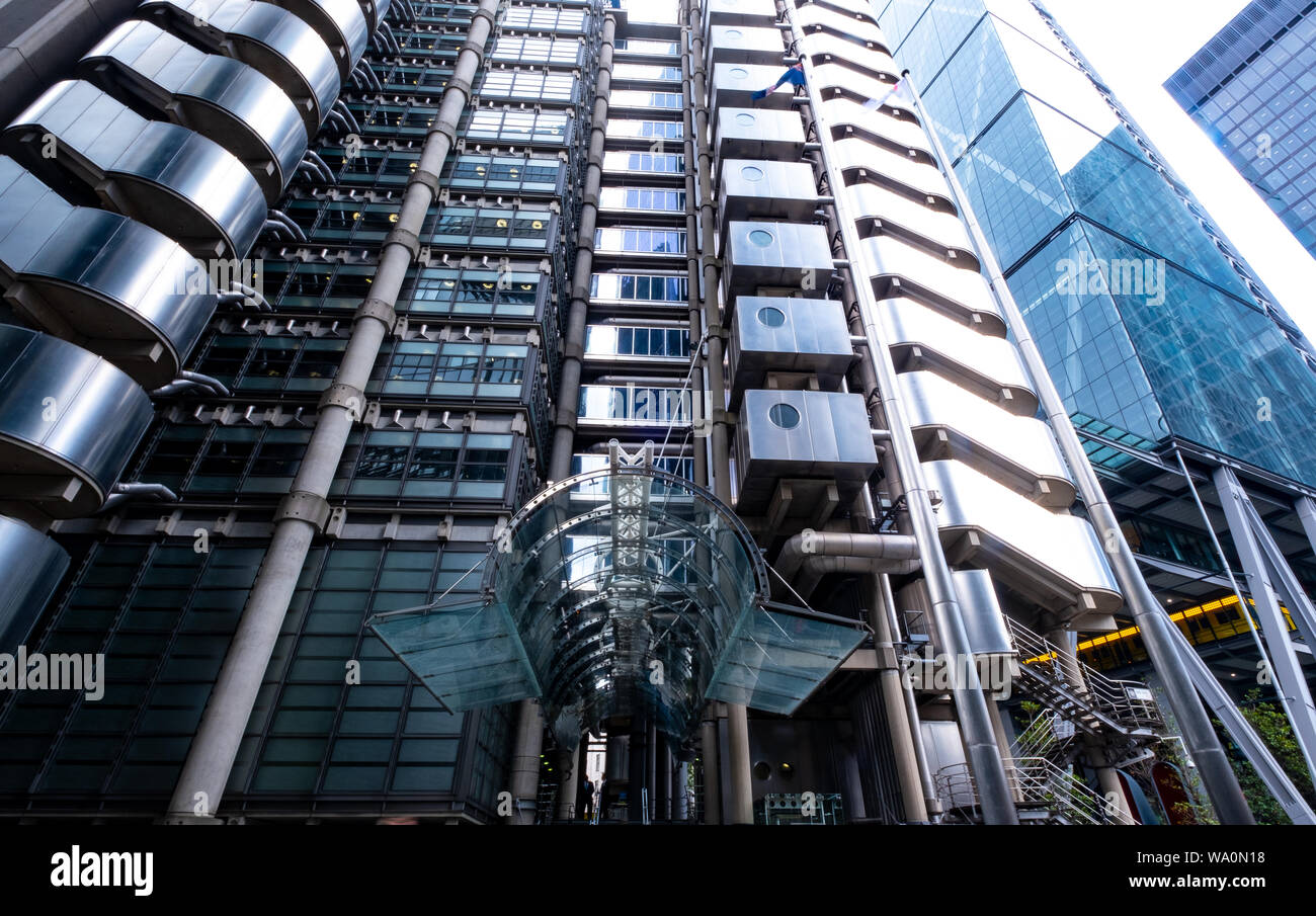 Lloyds of London, suggestiva architettura del gigante di assicurazione presso la sede centrale a Londra, Regno Unito Foto Stock