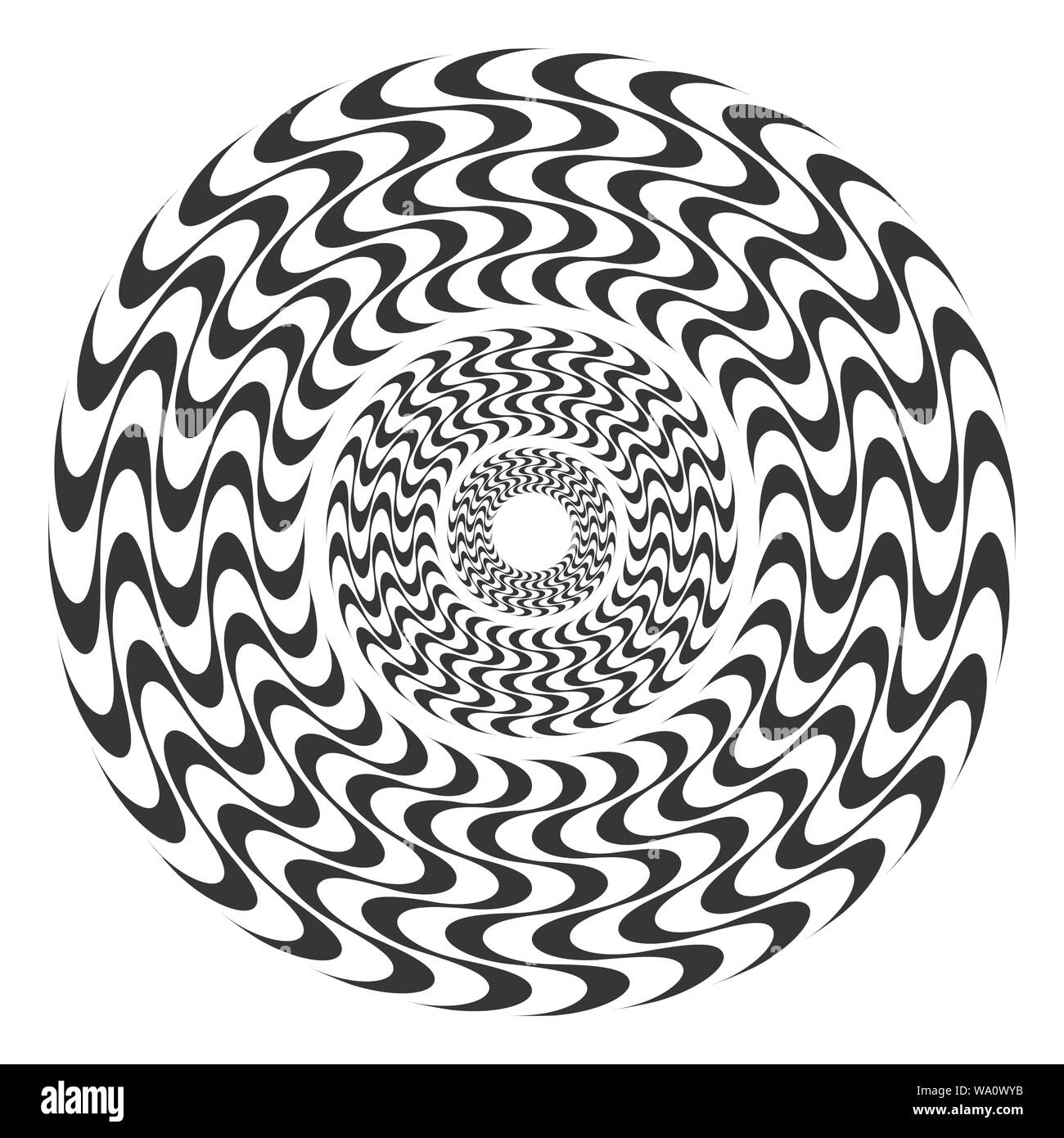 Rosetta ipnotico di linee ondulate. Piatto ornamento geometrico. Round seamless pattern. Illustrazione Vettoriale