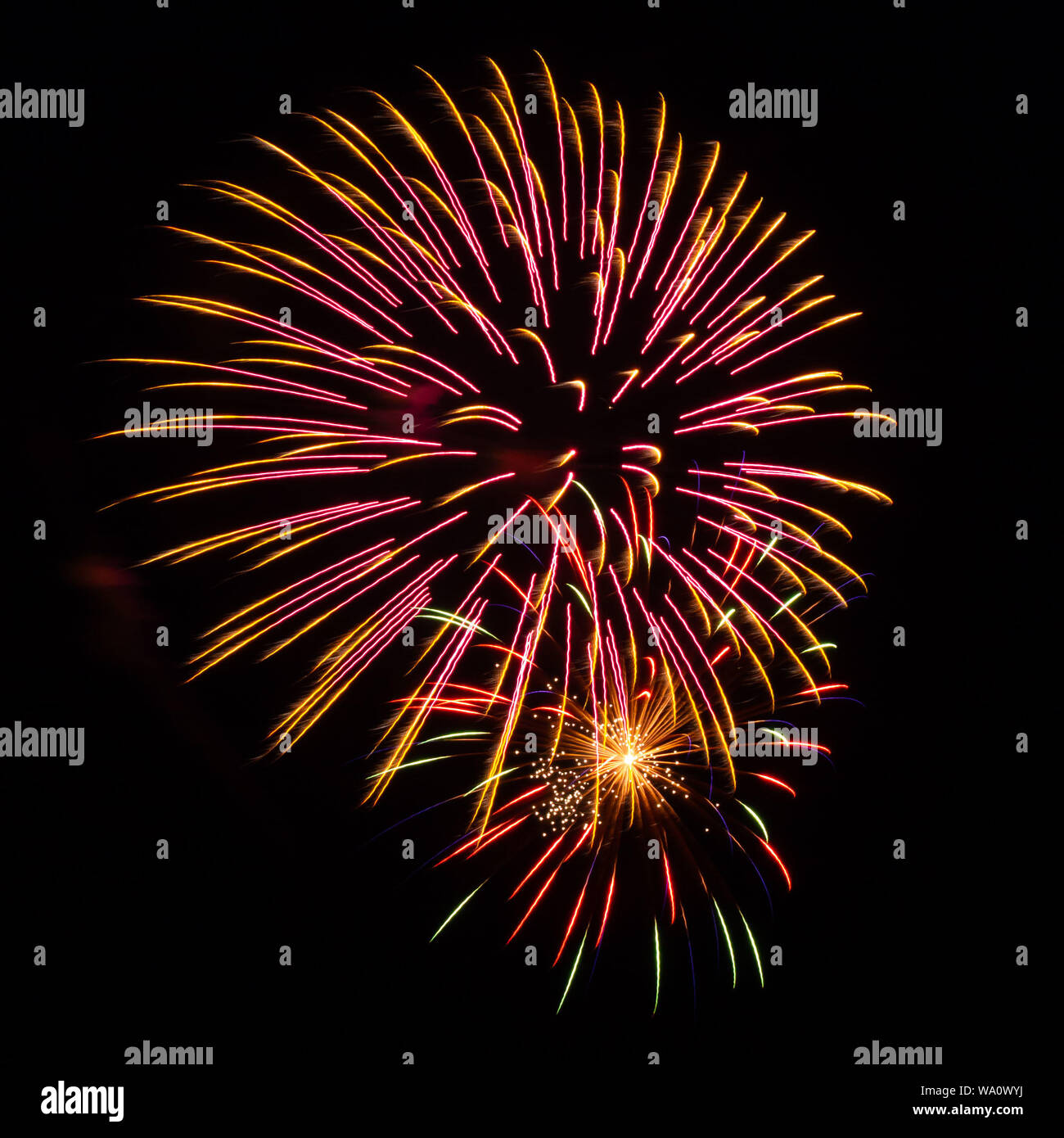 I colorati fuochi d'artificio esplodono durante la celebrazione del giorno dell'indipendenza Foto Stock