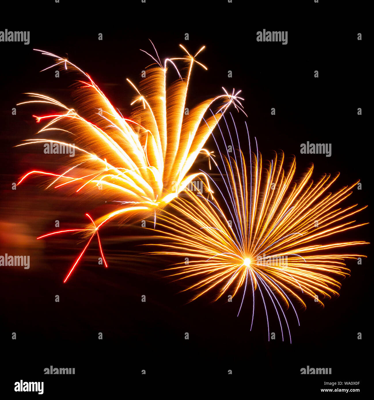 I colorati fuochi d'artificio esplodono durante la celebrazione del giorno dell'indipendenza Foto Stock