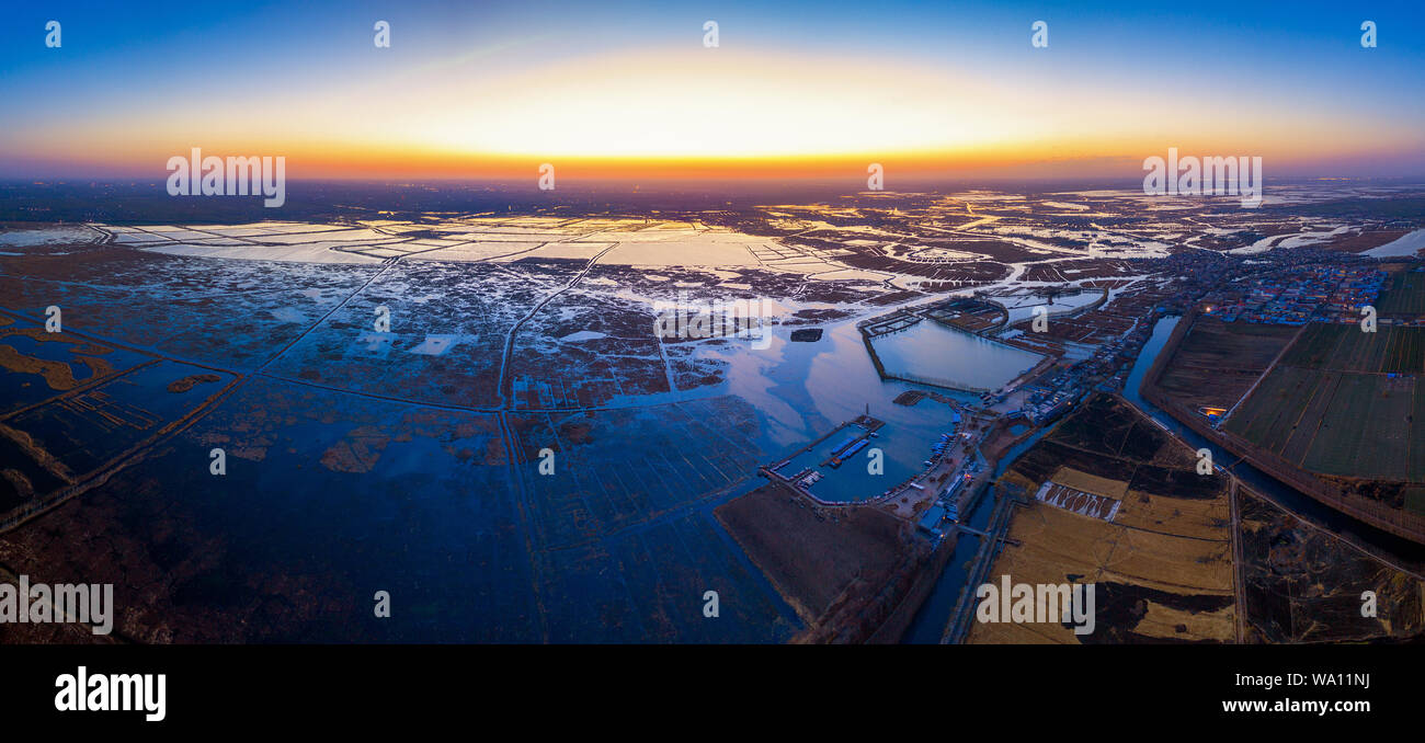 Antenna sunrise baiyangdian scena Foto Stock