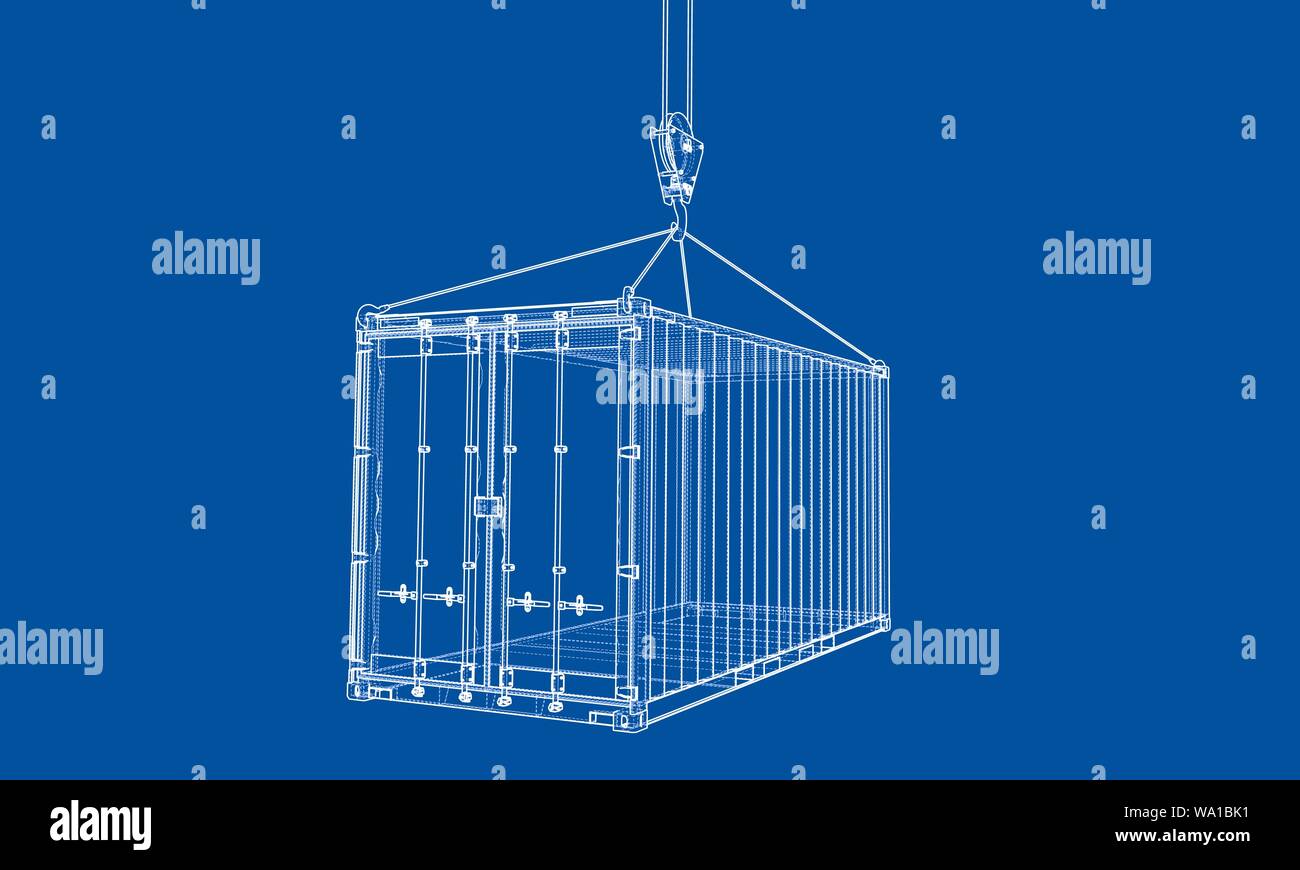 Contenitore di carico. Filo-stile cornice Illustrazione Vettoriale