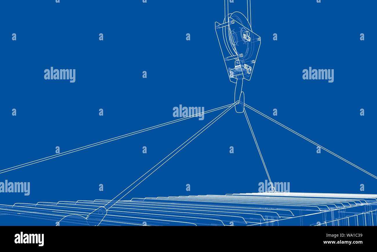 Contenitore di carico. Filo-stile cornice Illustrazione Vettoriale