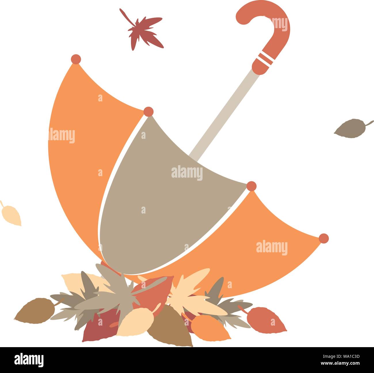 Foglie di autunno. Illustrazione Vettoriale con ombrellone e foglie di autunno. Eps 10 Illustrazione Vettoriale
