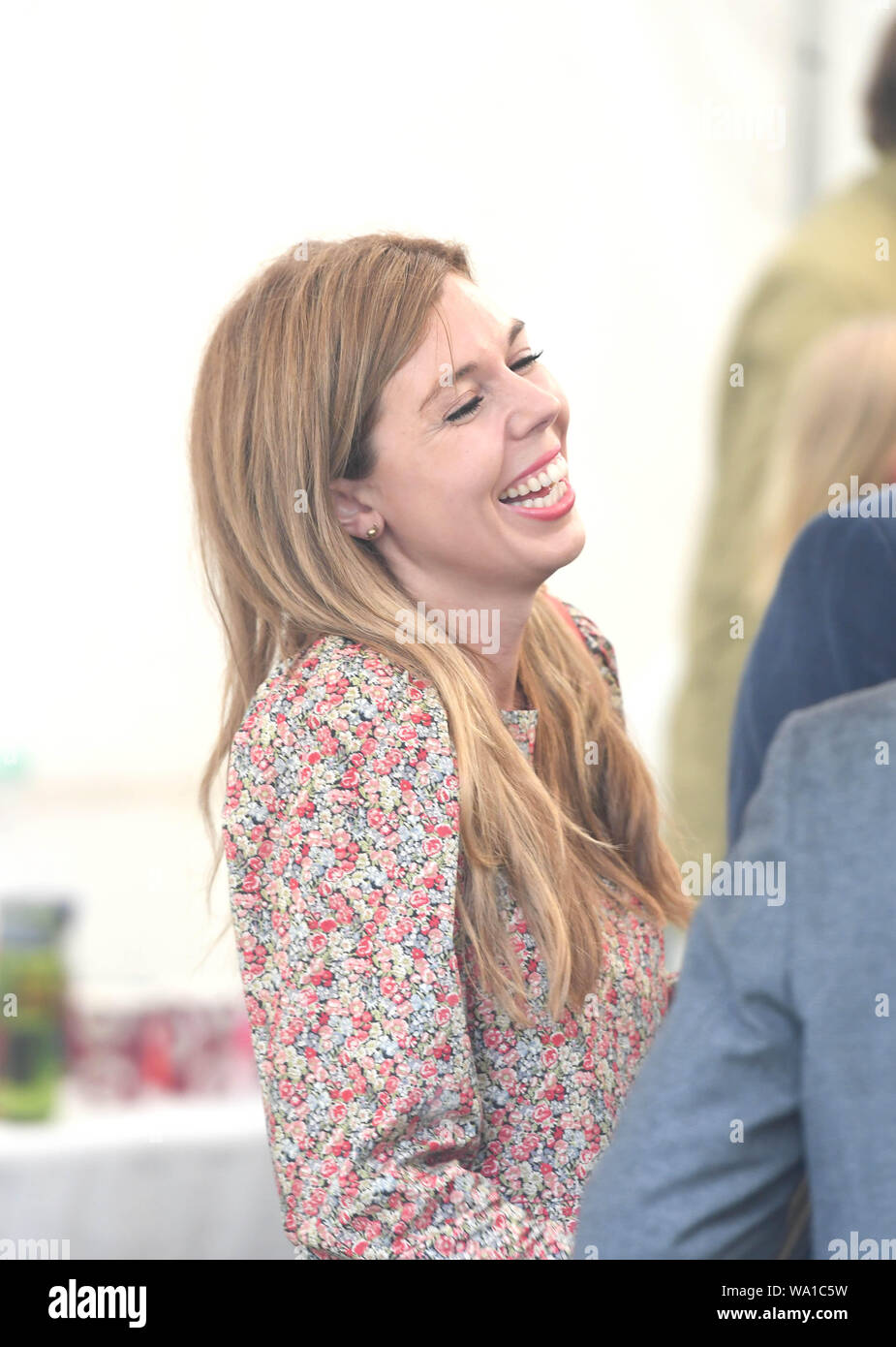 Carrie Symonds, il partner del Primo Ministro Boris Johnson, assiste Birdfair, una coscienza ambientale conferenza, a Rutland acqua nella riserva naturale del Egleton vicino a Oakham, dove ella è dovuta a pronunciare un discorso. Foto Stock