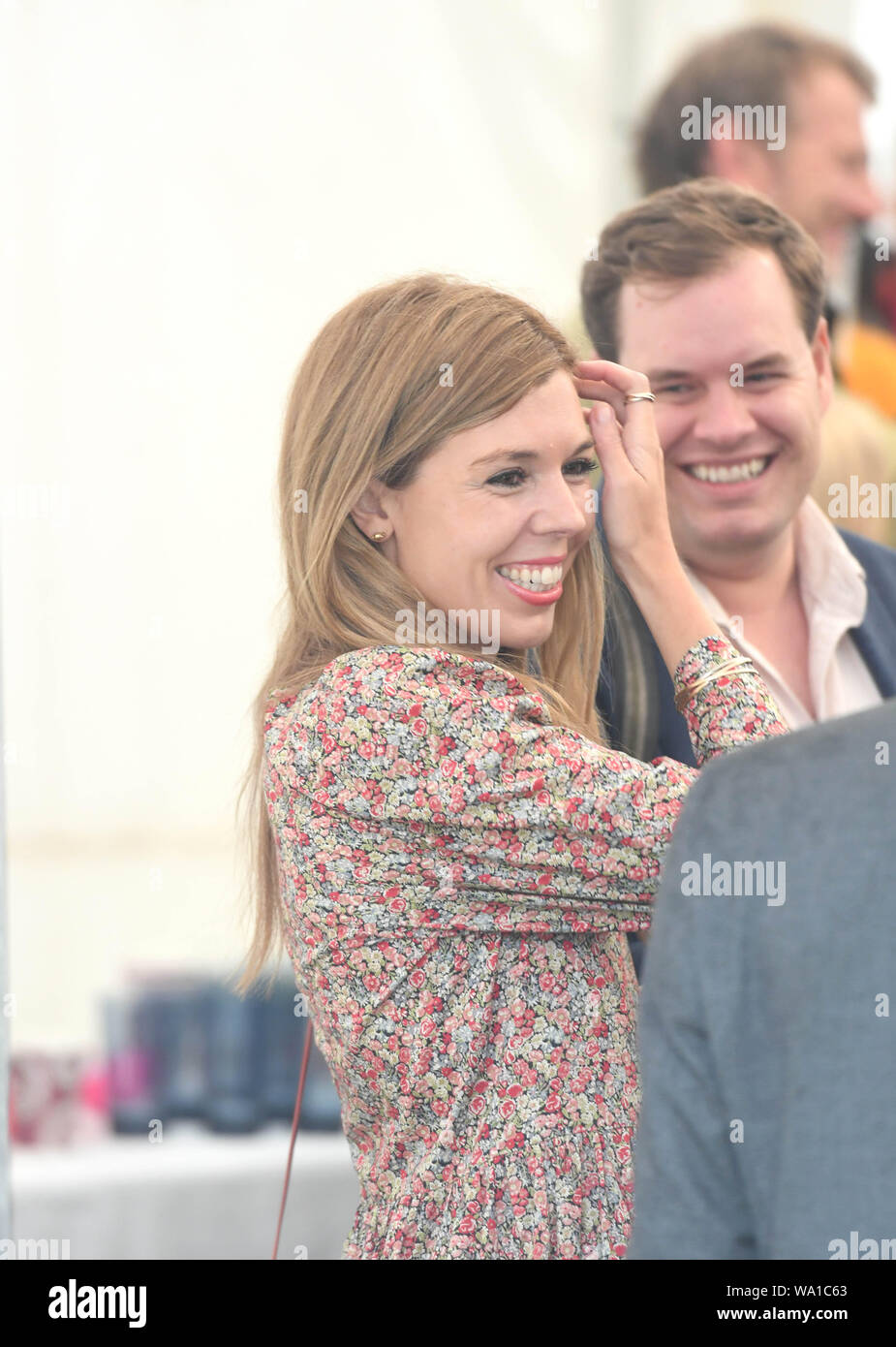 Carrie Symonds, il partner del Primo Ministro Boris Johnson, assiste Birdfair, una coscienza ambientale conferenza, a Rutland acqua nella riserva naturale del Egleton vicino a Oakham, dove ella è dovuta a pronunciare un discorso. Foto Stock