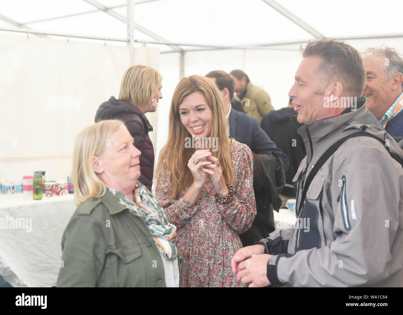 Carrie Symonds, il partner del Primo Ministro Boris Johnson, assiste Birdfair, una coscienza ambientale conferenza, a Rutland acqua nella riserva naturale del Egleton vicino a Oakham, dove ella è dovuta a pronunciare un discorso. Foto Stock