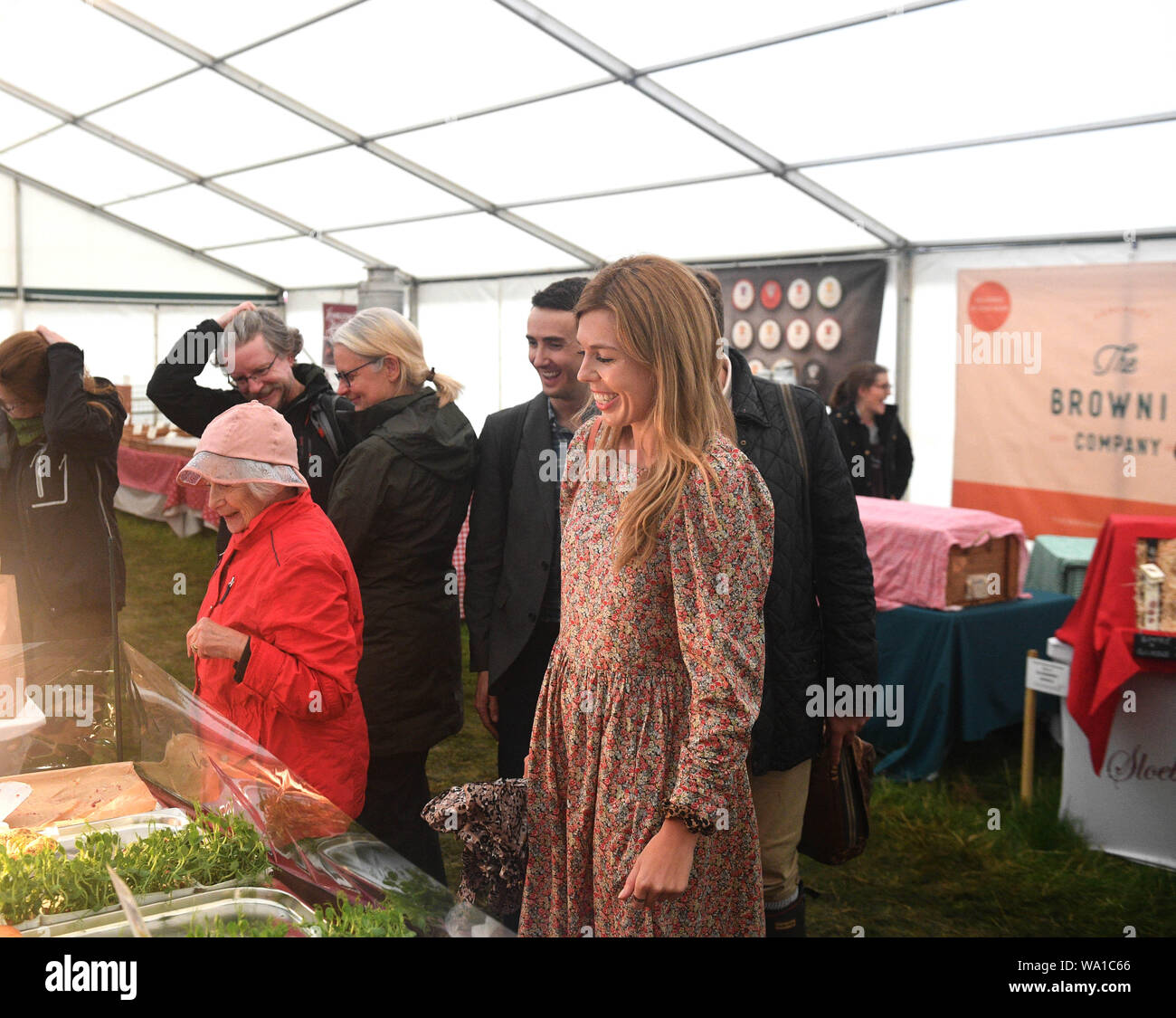 Carrie Symonds, il partner del Primo Ministro Boris Johnson, assiste Birdfair, una coscienza ambientale conferenza, a Rutland acqua nella riserva naturale del Egleton vicino a Oakham, dove ella è dovuta a pronunciare un discorso. Foto Stock