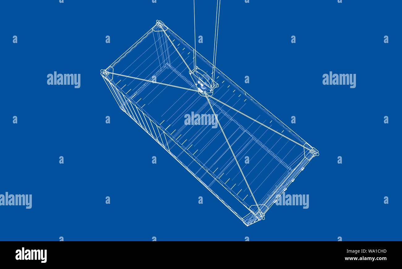 Contenitore di carico. Filo-stile cornice Illustrazione Vettoriale