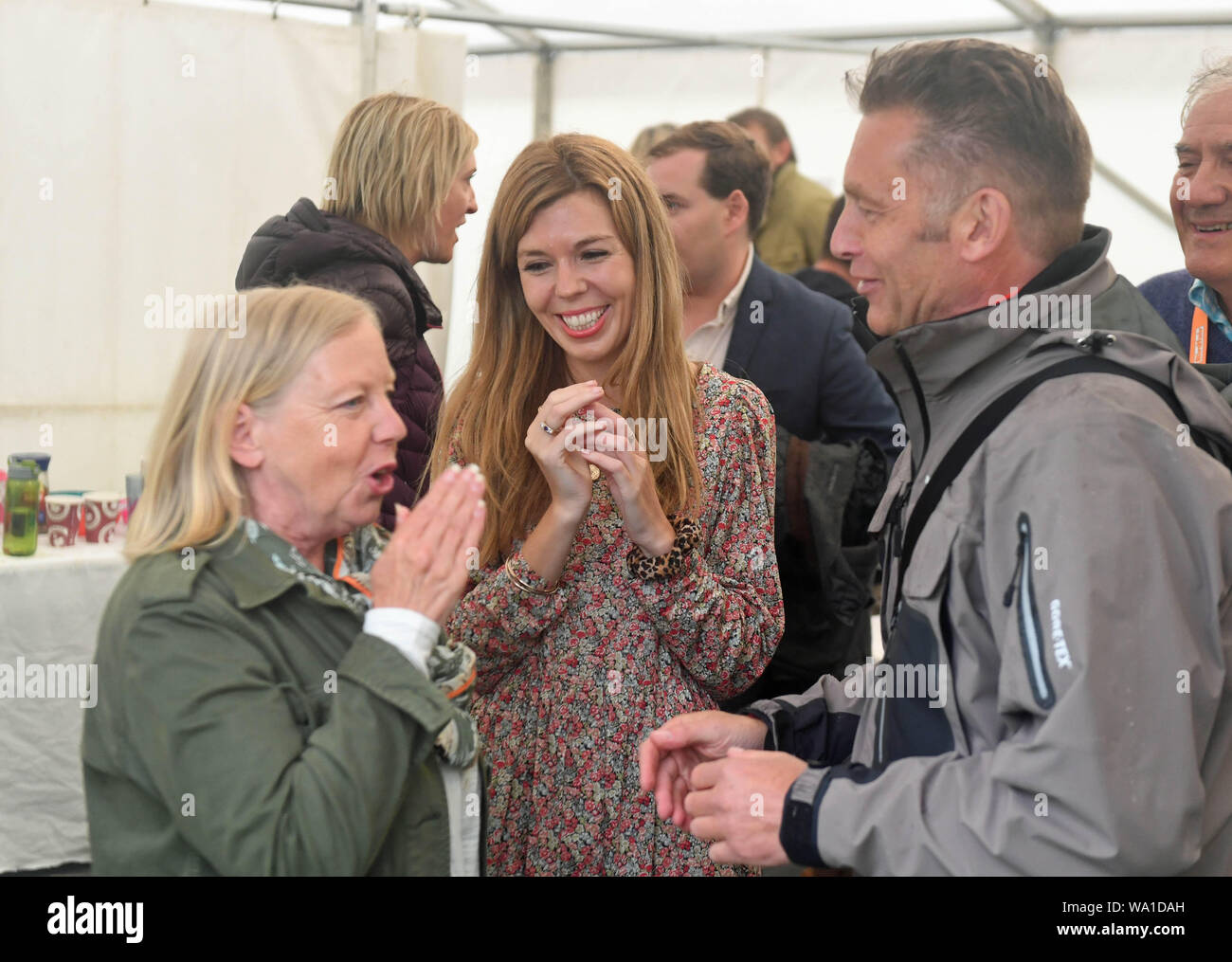 Carrie Symonds, il partner del Primo Ministro Boris Johnson, assiste Birdfair, una coscienza ambientale conferenza, a Rutland acqua nella riserva naturale del Egleton vicino a Oakham, dove ella è dovuta a pronunciare un discorso. Foto Stock