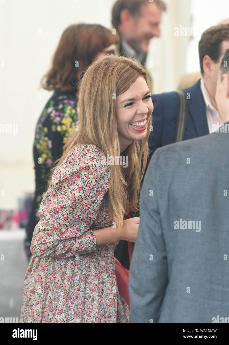 Carrie Symonds, il partner del Primo Ministro Boris Johnson, assiste Birdfair, una coscienza ambientale conferenza, a Rutland acqua nella riserva naturale del Egleton vicino a Oakham, dove ella è dovuta a pronunciare un discorso. Foto Stock