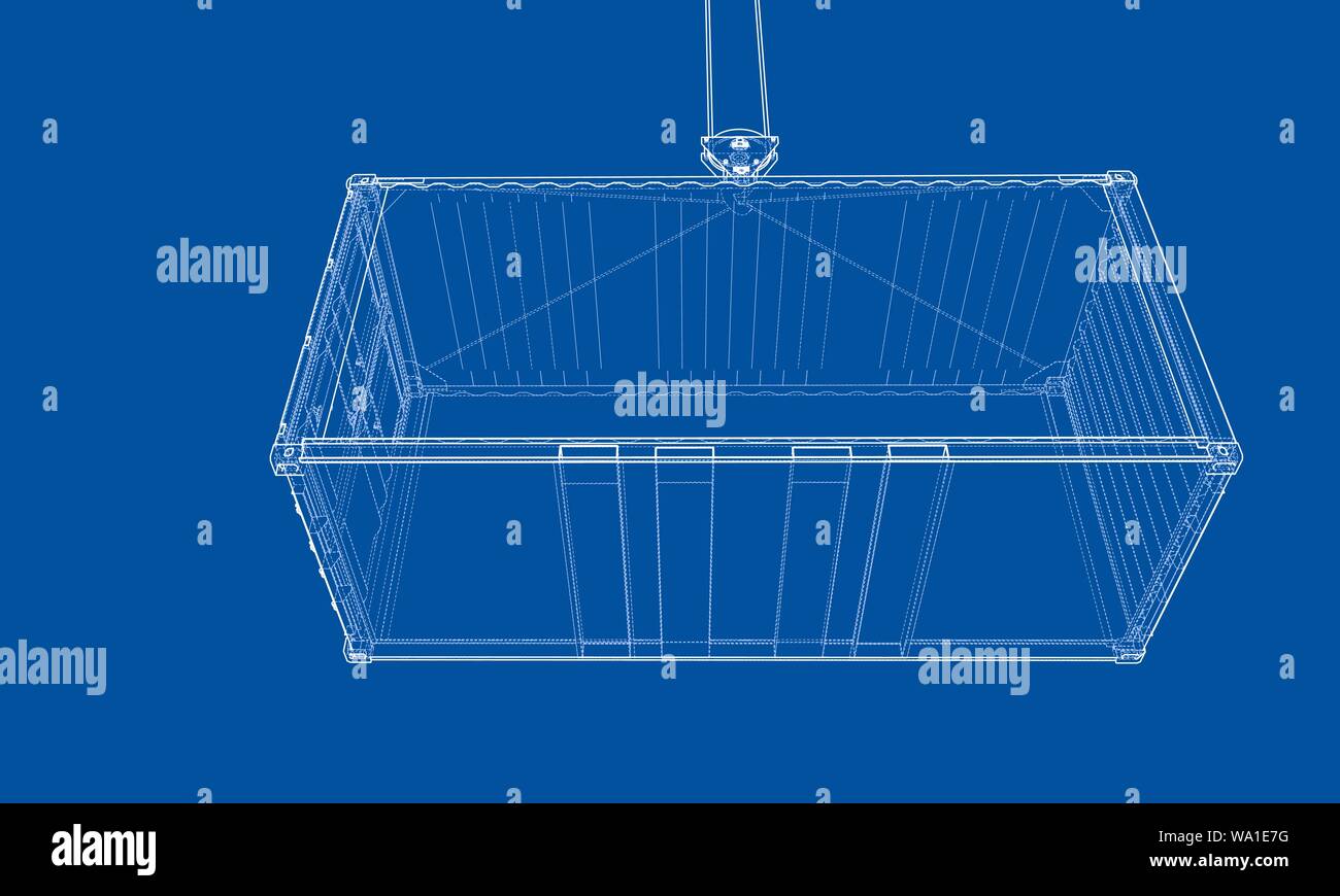 Contenitore di carico. Filo-stile cornice Illustrazione Vettoriale