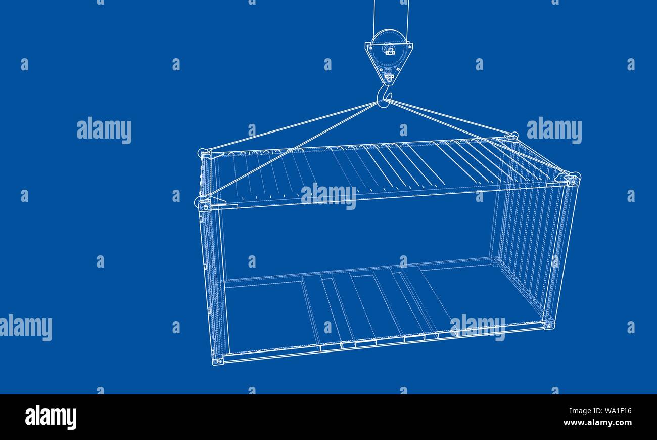 Contenitore di carico. Filo-stile cornice Illustrazione Vettoriale