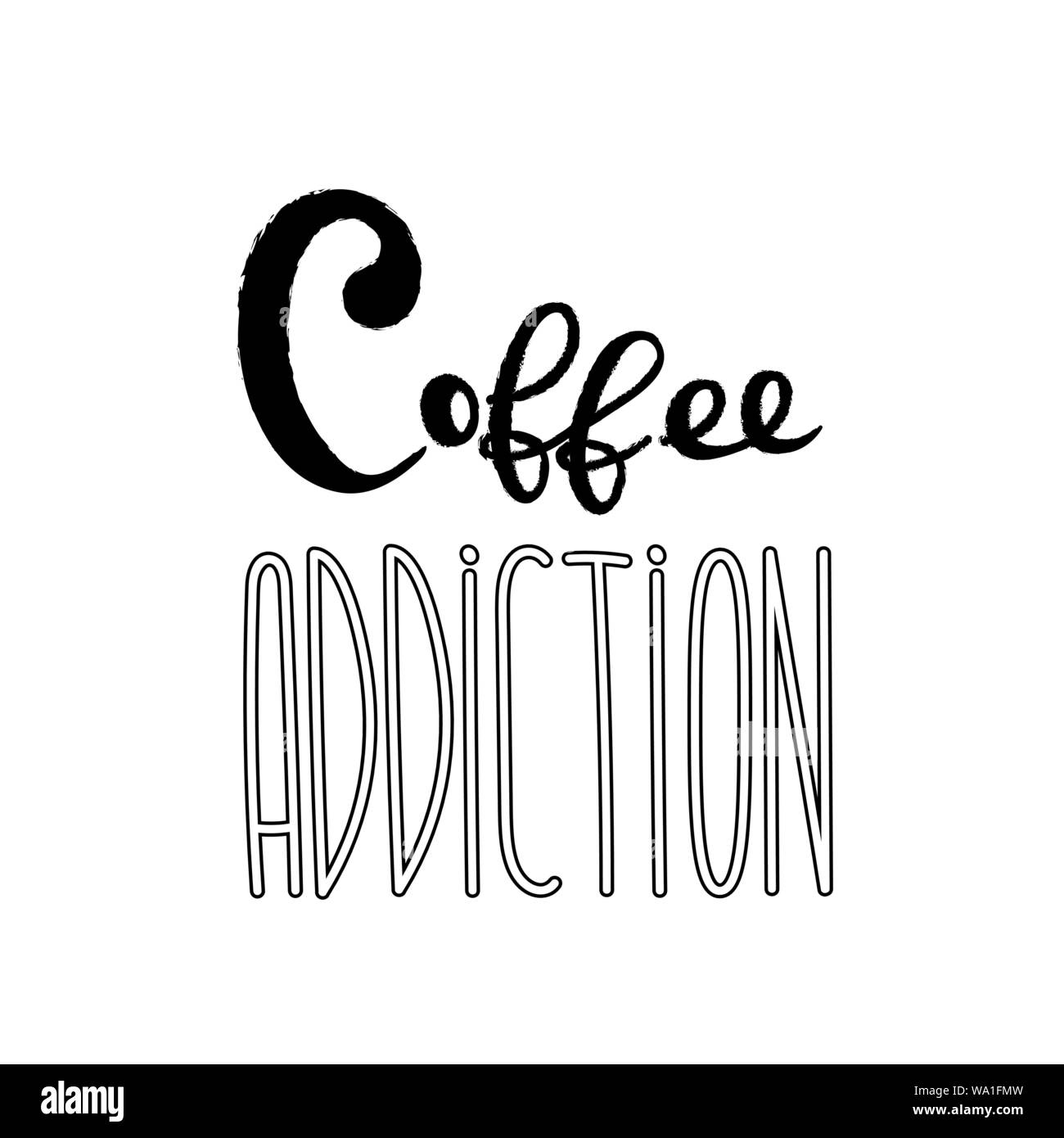 Caffè segno tipografia. Testo di caffè per la decorazione, shop, coppa, macchina. Cafe segno modello. La caffeina lettering disegnato a mano. Calligraphy per logo di caffè Illustrazione Vettoriale